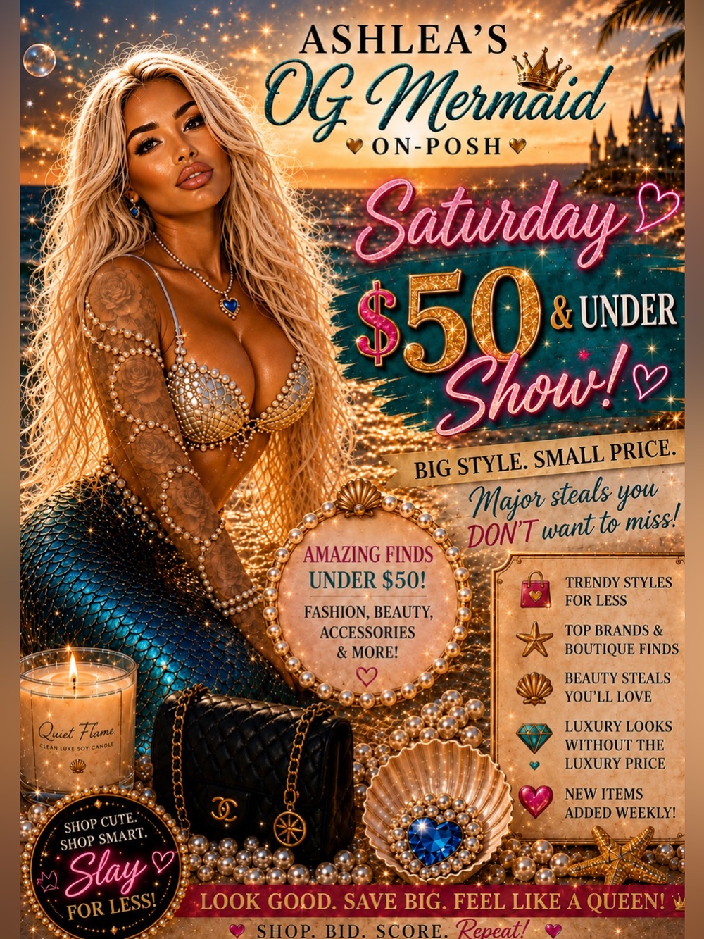 (2) OG MERMAID π§πΌββοΈ POSH LIVE SHOW FLYER π§πΌββοΈ - Picture 2 of 13